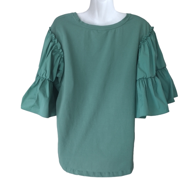 Chico's green blouse with wide sleeves in size 2 (us size L) - Picture 2 of 7